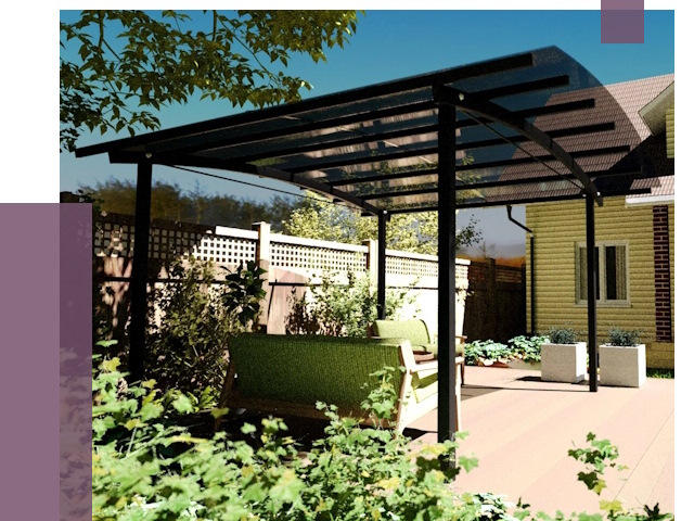 Навесы для террасы в Дюртюли от 13292 руб. под ключ | ПРОЛЁТ-Дюр